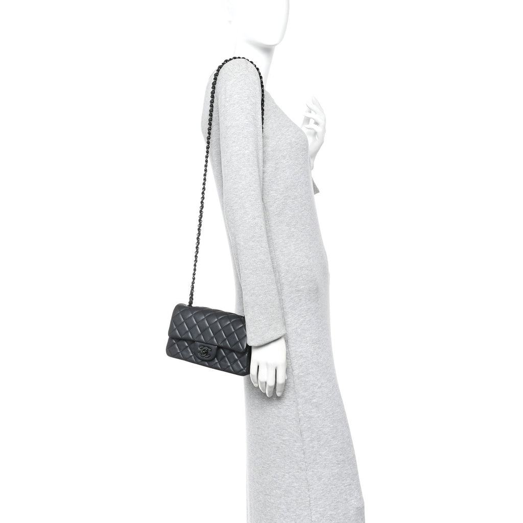Chanel Lambskin Quilted Mini Rectangular Flap So Black