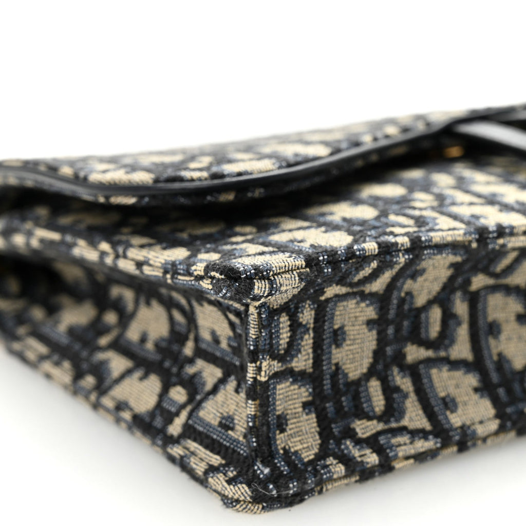 Christian Dior Oblique Saddle Chain Pouch Blue