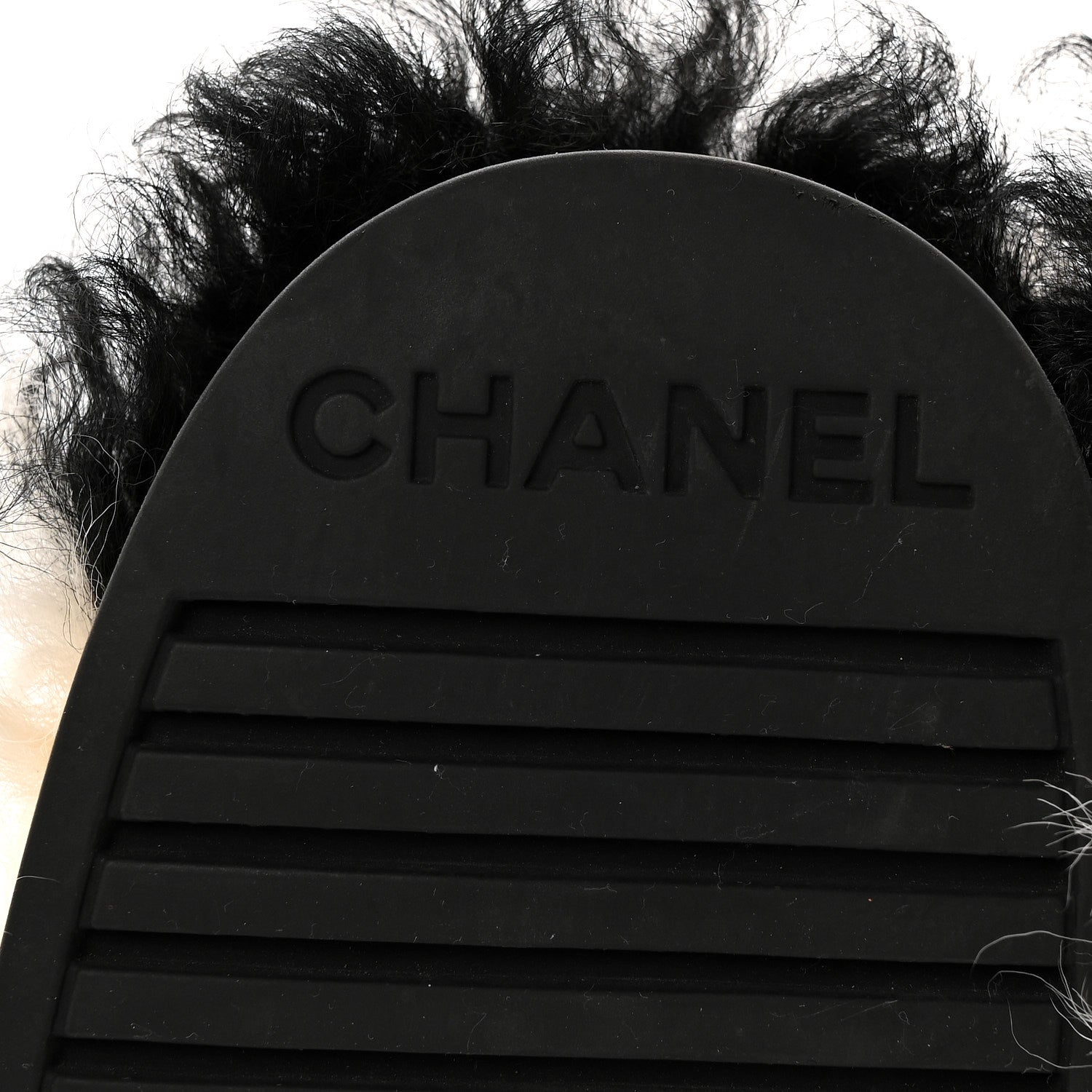 Chanel Shearling Sheepskin High Boots 37.5 Ivory Black