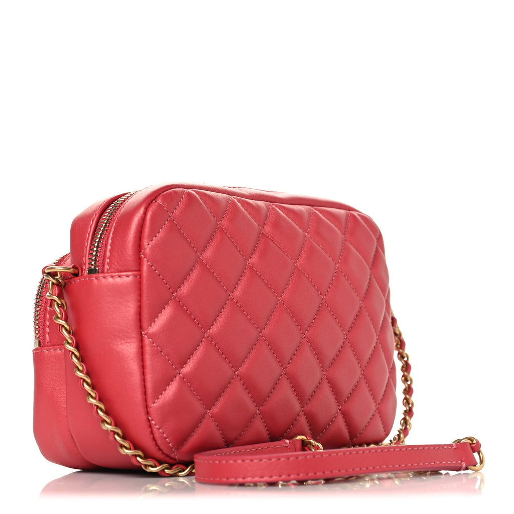 Chanel Calfskin Quilted Day Trips Camera Case Pink
