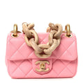 Chanel Lambskin Wenge Quilted Mini Fashion Wood Square Flap Pink