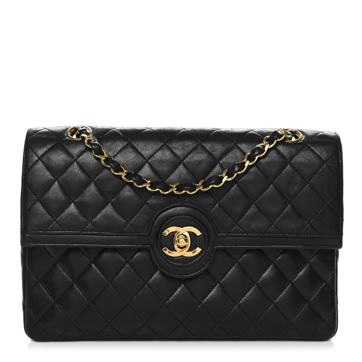 Chanel Lambskin Quilted Medium Single Flap Black