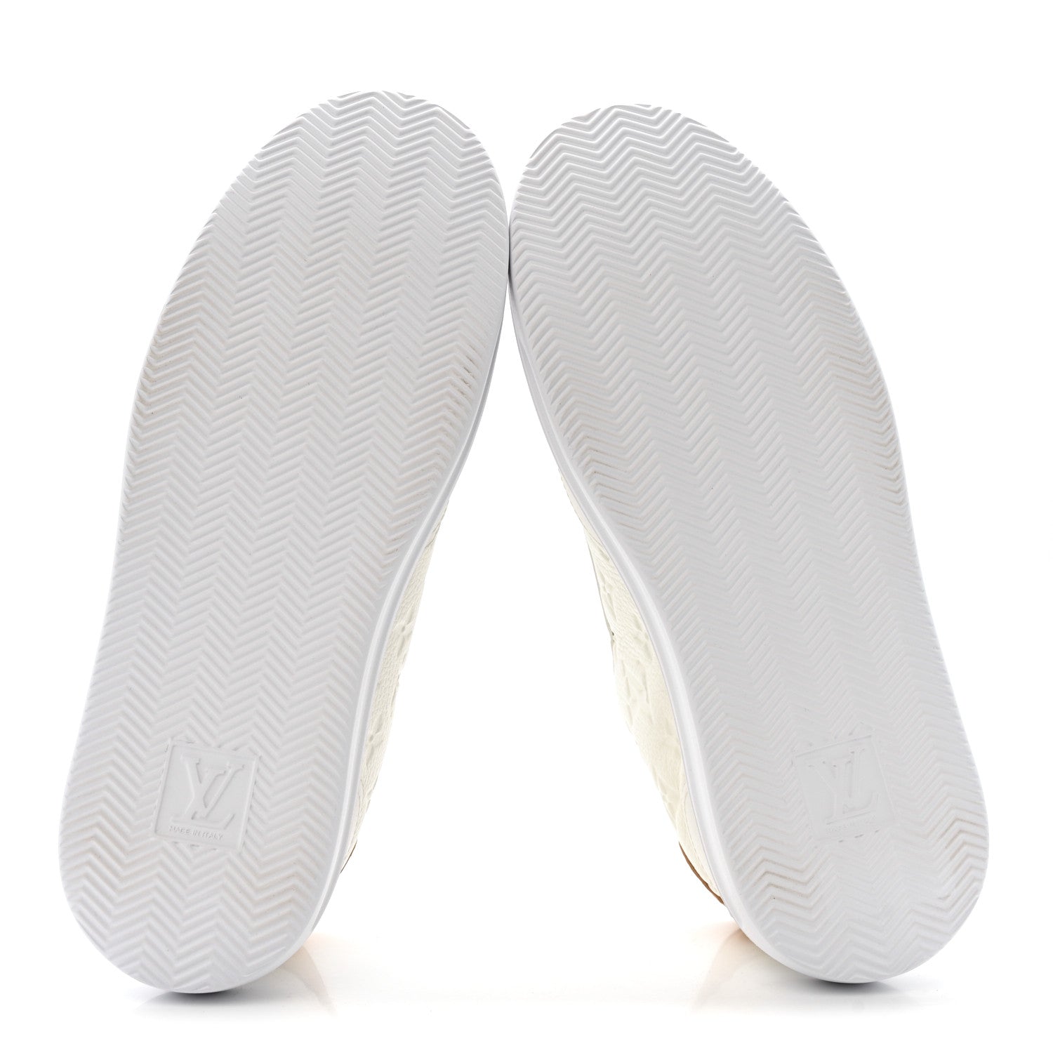 Louis Vuitton Grained Calfskin Embossed Monogram Mens Beverly Hills Sneakers 8.5 White