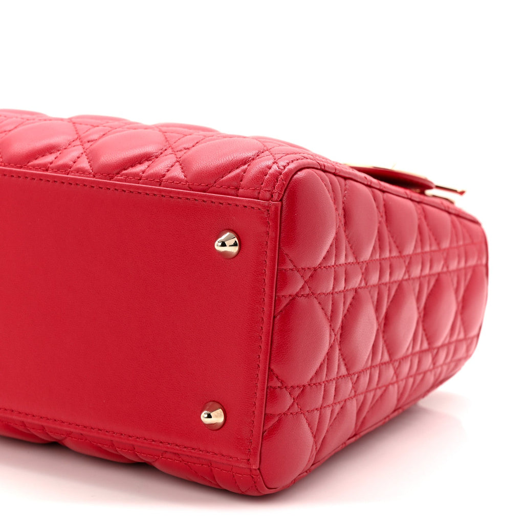 Christian Dior Lambskin Cannage Medium Lady Dior Red