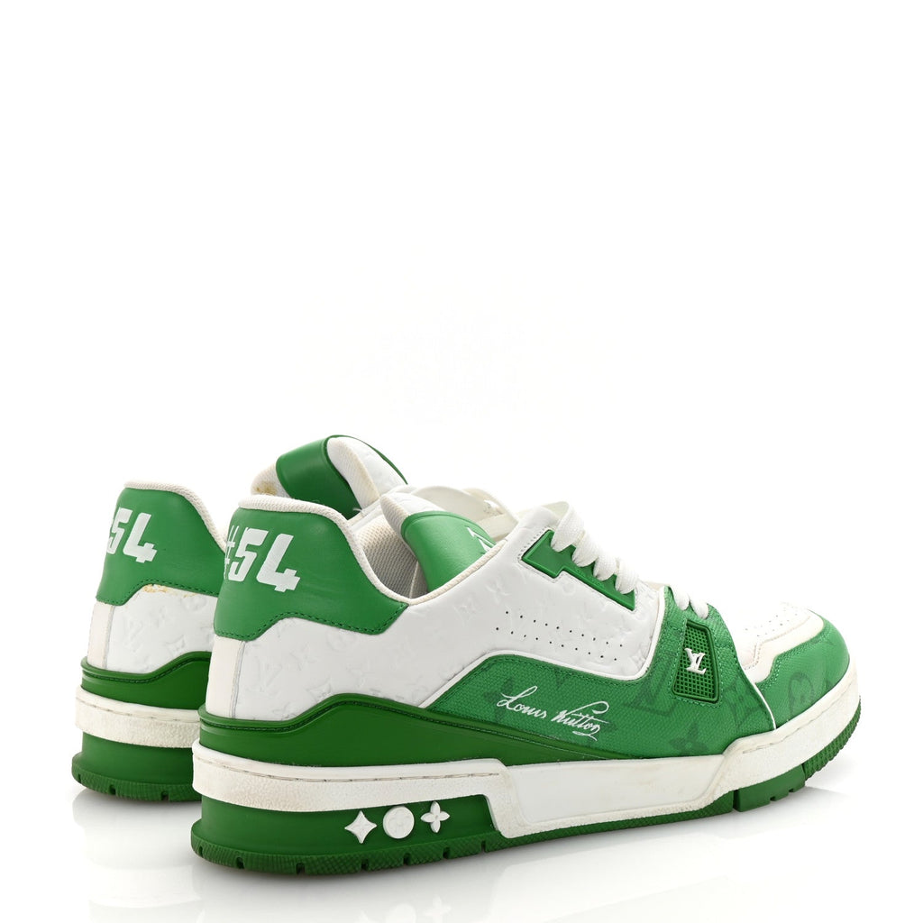 Louis Vuitton Calfskin Monogram Mens LV Trainer Sneakers 8 Green