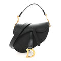 Christian Dior Grained Calfskin Mini Saddle Bag With Strap Black