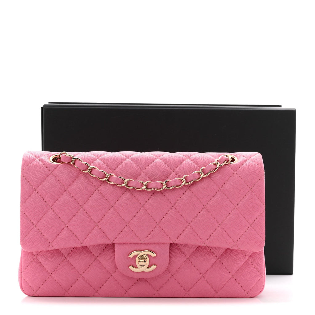 Chanel Caviar Quilted Medium Double Flap Pink