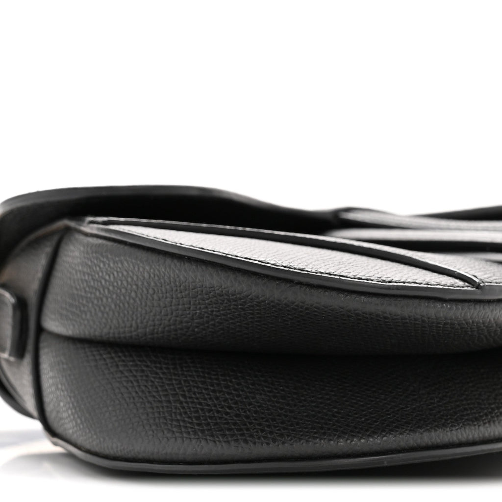 Christian Dior Grained Calfskin Mini Saddle Bag Black