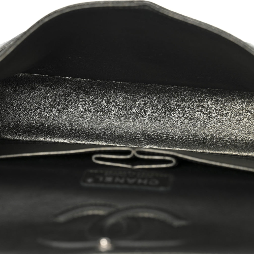 Chanel Metallic Caviar Quilted Medium Double Flap Dark Charcoal