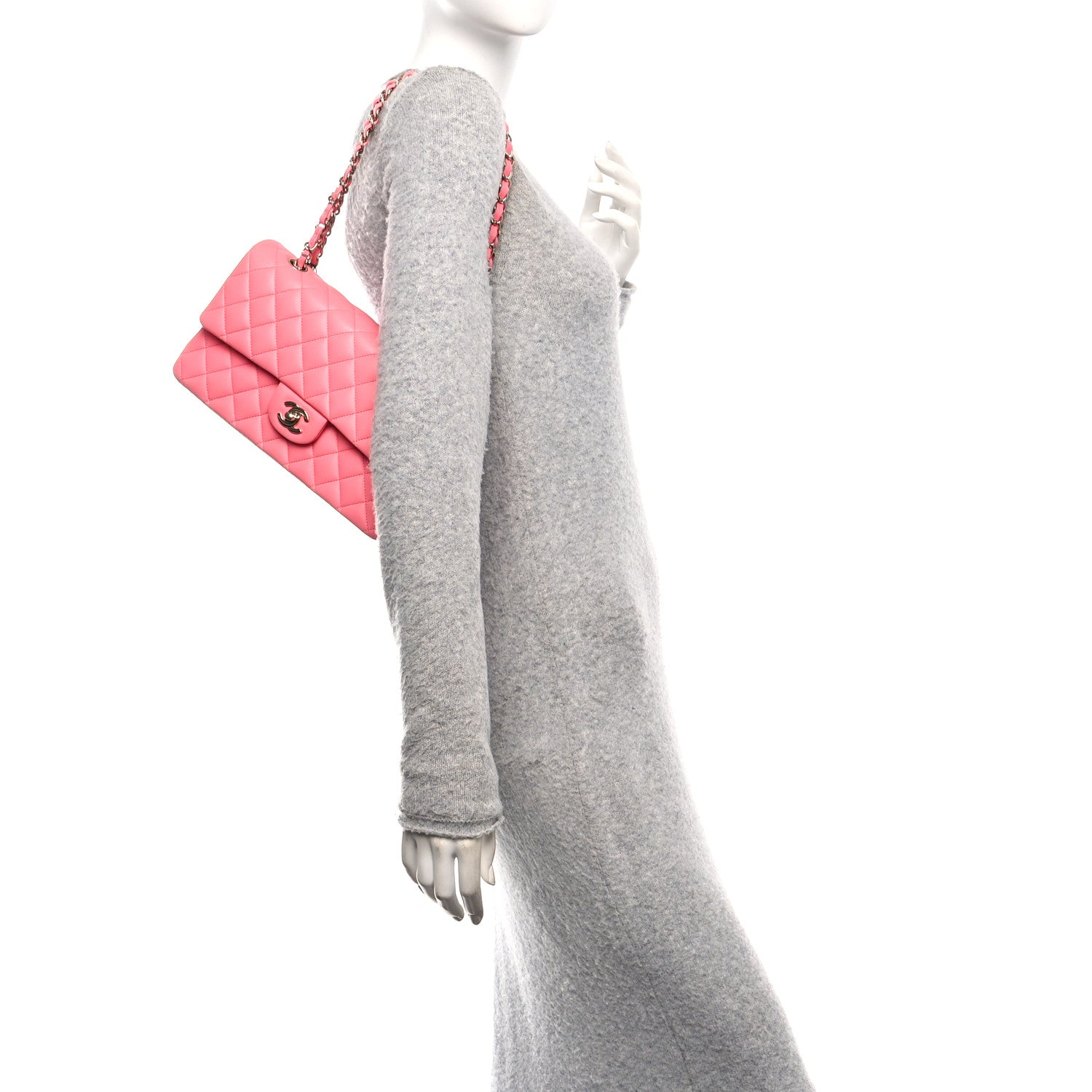 Chanel Lambskin Quilted Medium Double Flap Pink