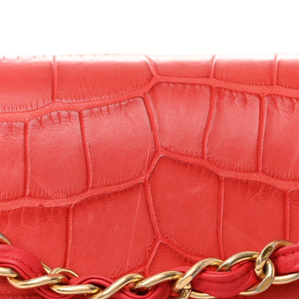Chanel Alligator Jumbo Double Flap Red