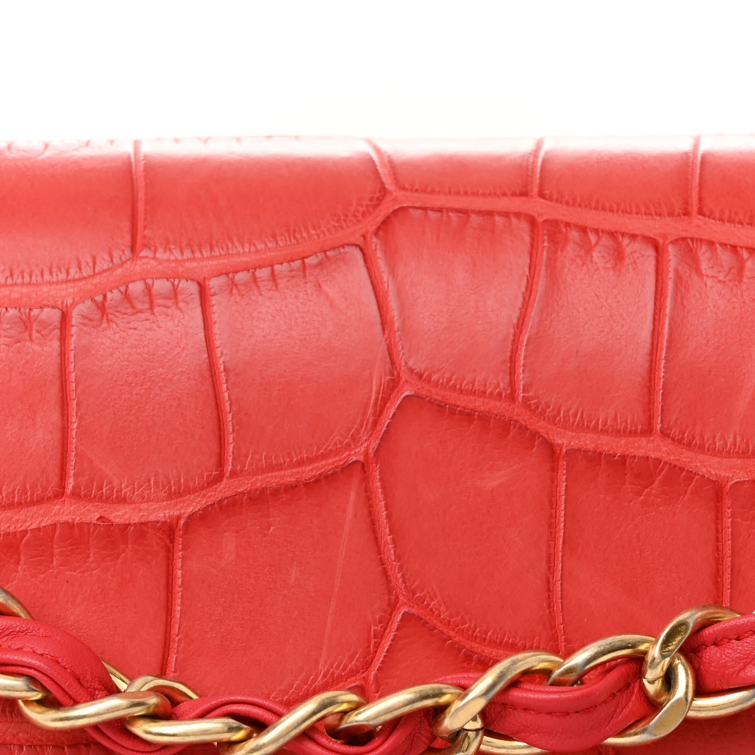 Chanel Alligator Jumbo Double Flap Red