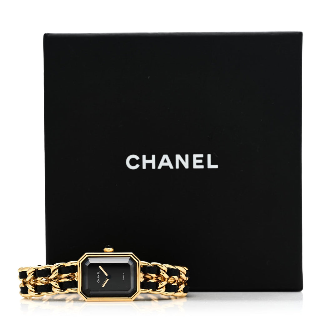 Chanel Stainless Steel Lambskin 20mm Chain Premiere Quartz Watch Gold L