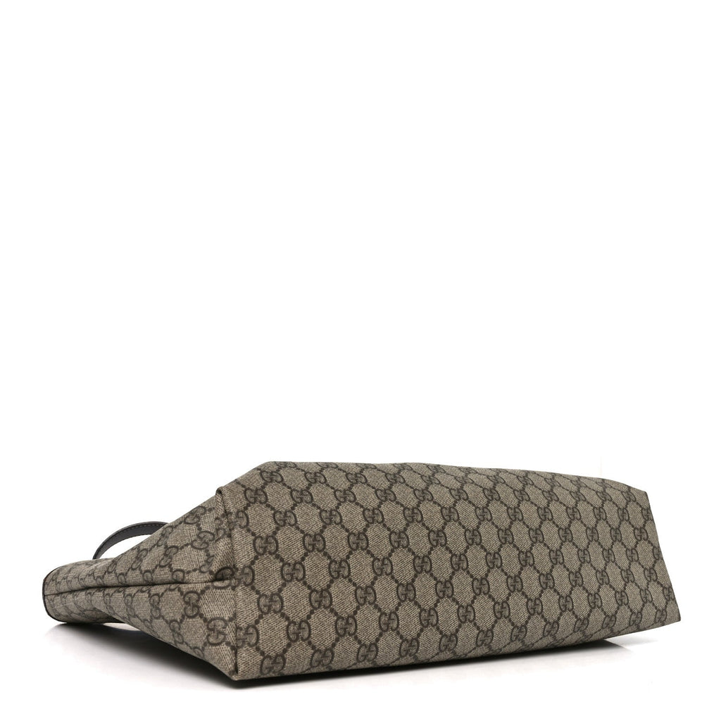 Gucci GG Supreme Monogram Medium Zippered Shopping Tote  Dark Brown