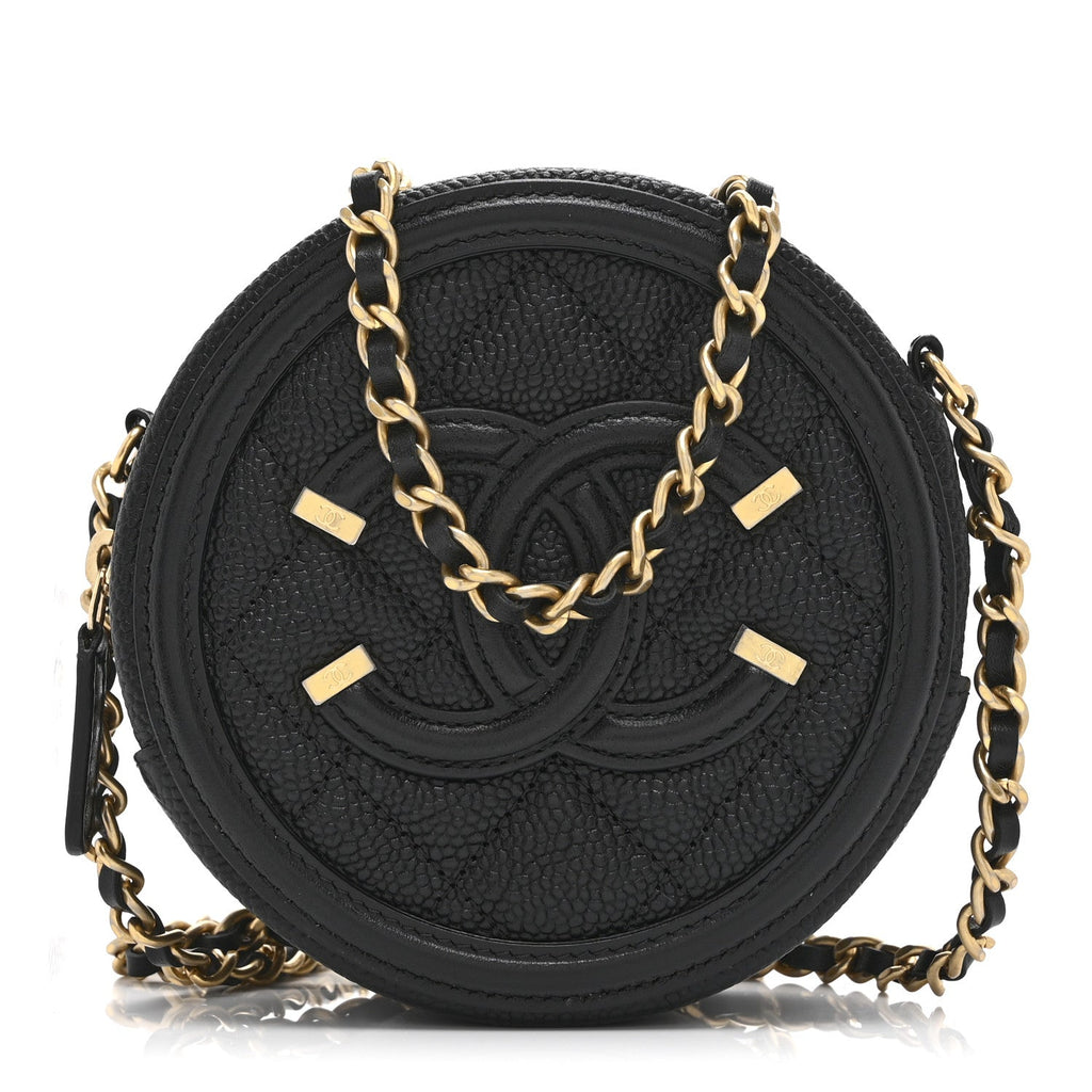 Chanel Caviar Quilted Round Filigree Crossbody Black