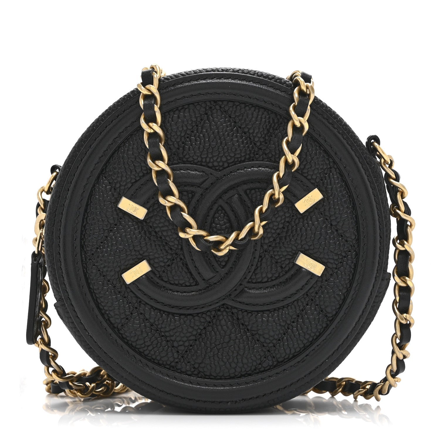 Chanel Caviar Quilted Round Filigree Crossbody Black