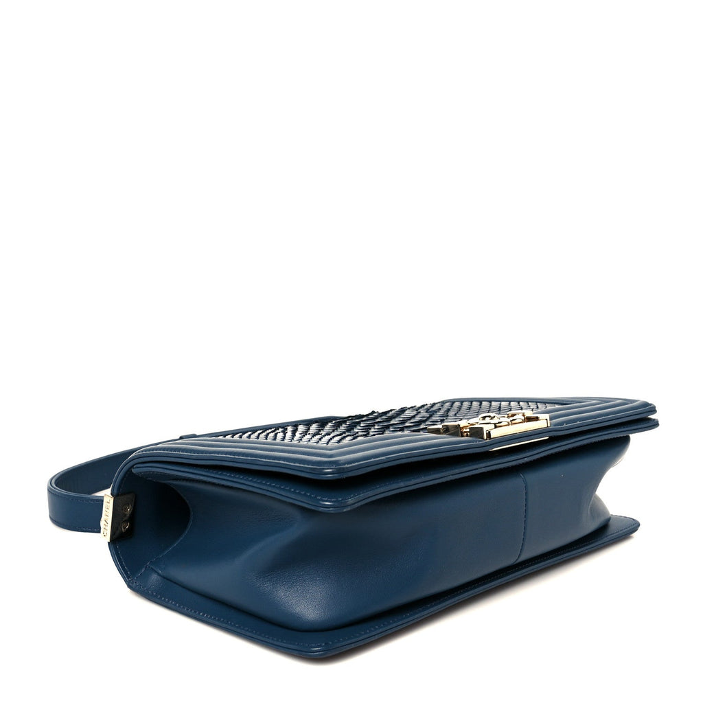 Chanel Snakeskin Medium Boy Flap Blue