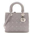 Christian Dior Lambskin Cannage Medium Lady Dior Grey