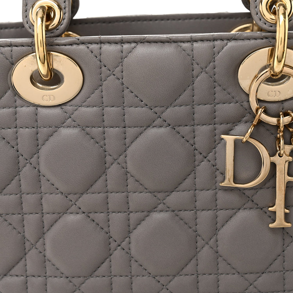 Christian Dior Lambskin Cannage Small Lucky Badges My Lady Dior Grey