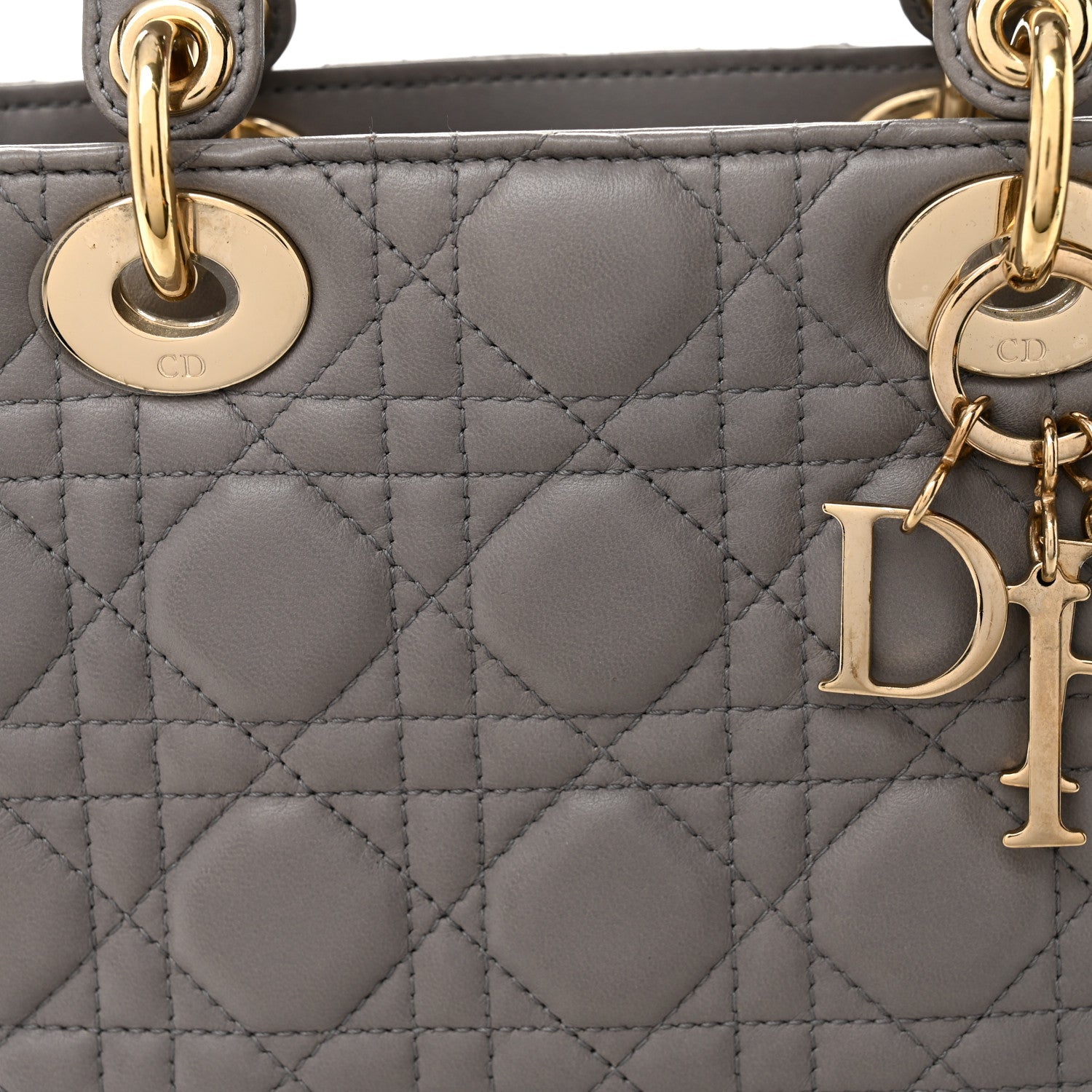 Christian Dior Lambskin Cannage Small Lucky Badges My Lady Dior Grey