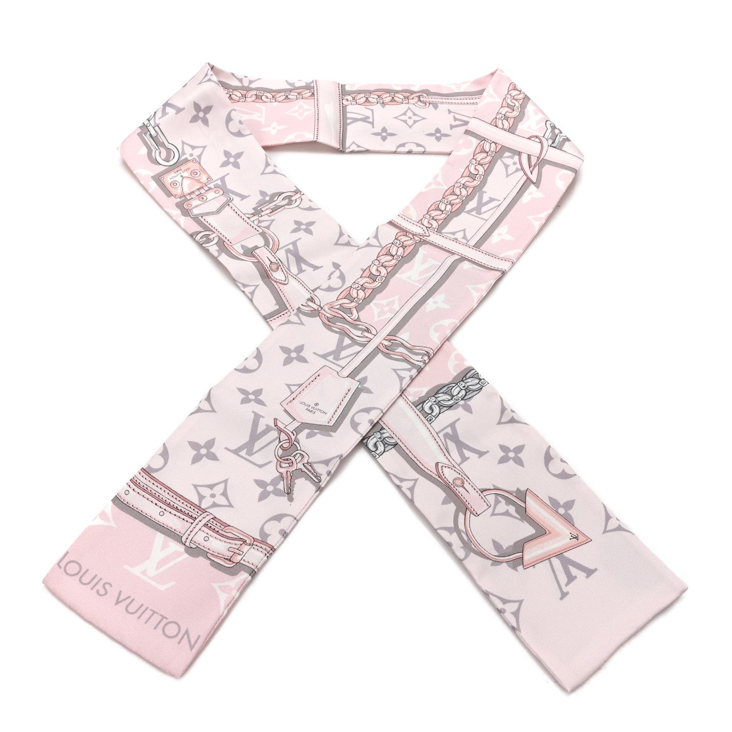 Louis Vuitton Silk Monogram Confidential Bandeau Light Pink Porcelain Rose Beige Ebony