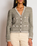 Chanel Fall-Winter 25/B Grey Knitted Button Down Cardigan with CC Logo Detail Size FR 36 (UK 8)