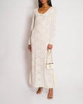 Chanel Cream Long Sleeve Camellia Knitted Maxi Dress Size FR 38 (UK 10)