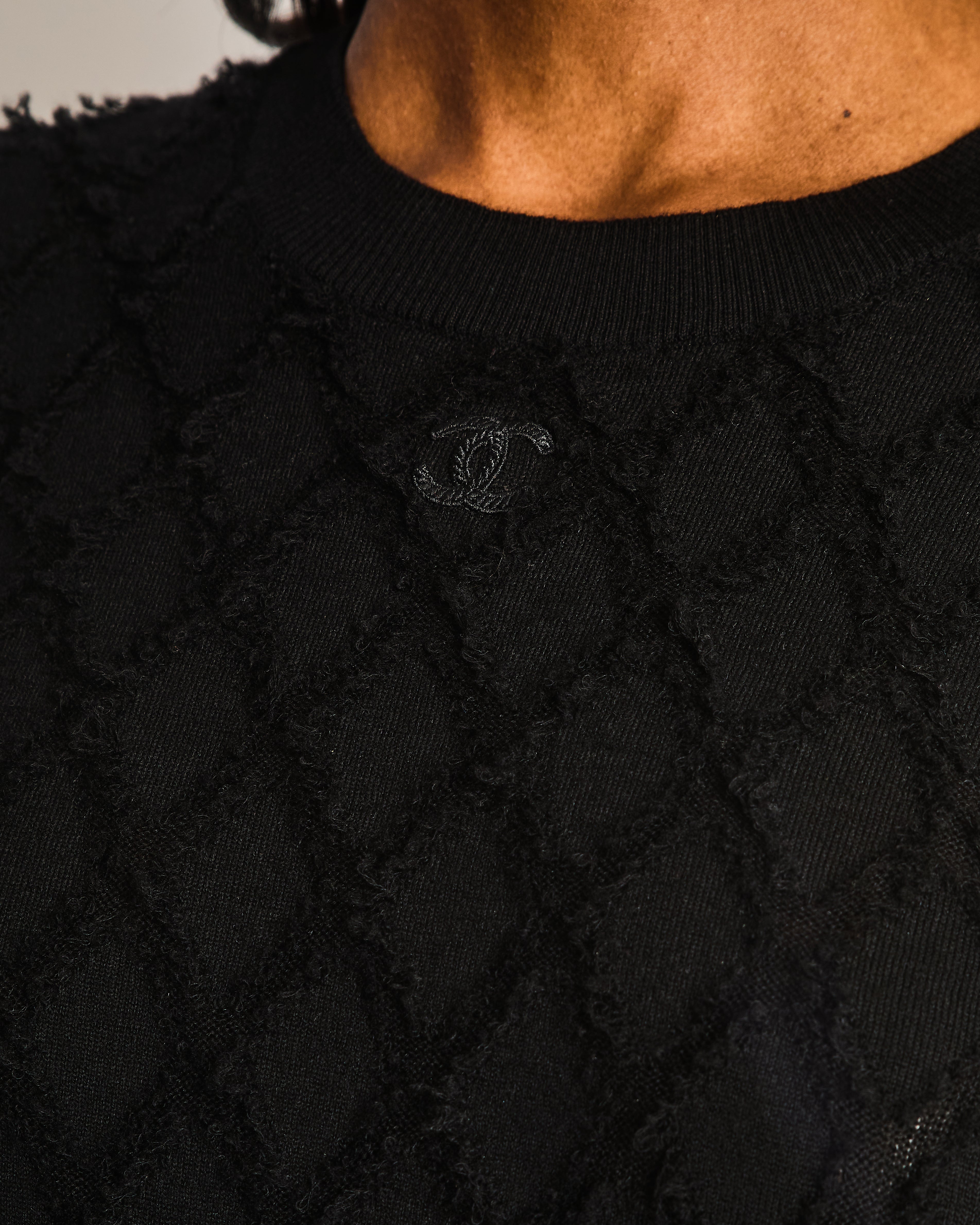 Chanel Black Long Sleeve Quilted Maxi Dress with CC Logo Detail Size FR 38 (UK 10)