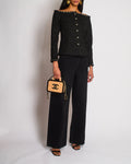 Chanel 21/A Black Off-Shoulder Floral Top with Chain Trim Detail Size FR 36 (UK 8)