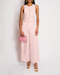 Chanel 23/S Pink and Cream Sleeveless Houndstooth Jumpsuit with CC Logo Detail Size FR 34 (UK 6) (Copy)