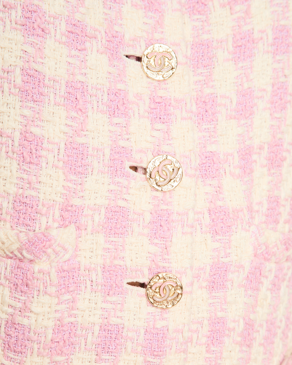 Chanel 23/S Pink and Cream Sleeveless Houndstooth Jumpsuit with CC Logo Detail Size FR 34 (UK 6) (Copy)