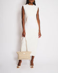 Chanel White Sleeveless Tweed Dress with Crochet Embellished Panel Detail Size FR 36 (UK 8)