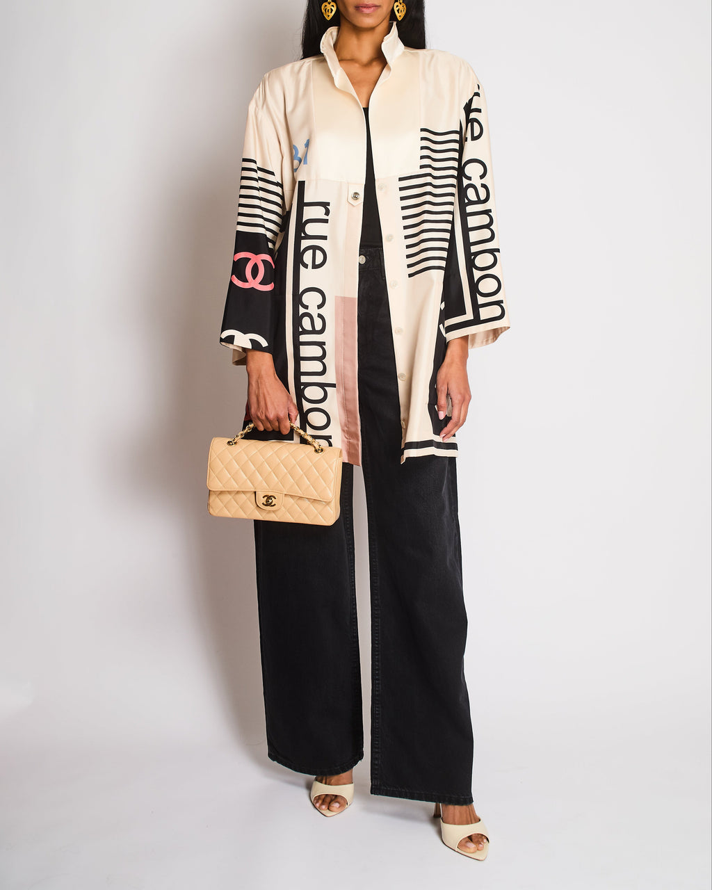 Chanel 21/S Ivory 31 Rue Cambon Stripe Panelled Long Sleeve Dress Size FR 36 (UK 8)