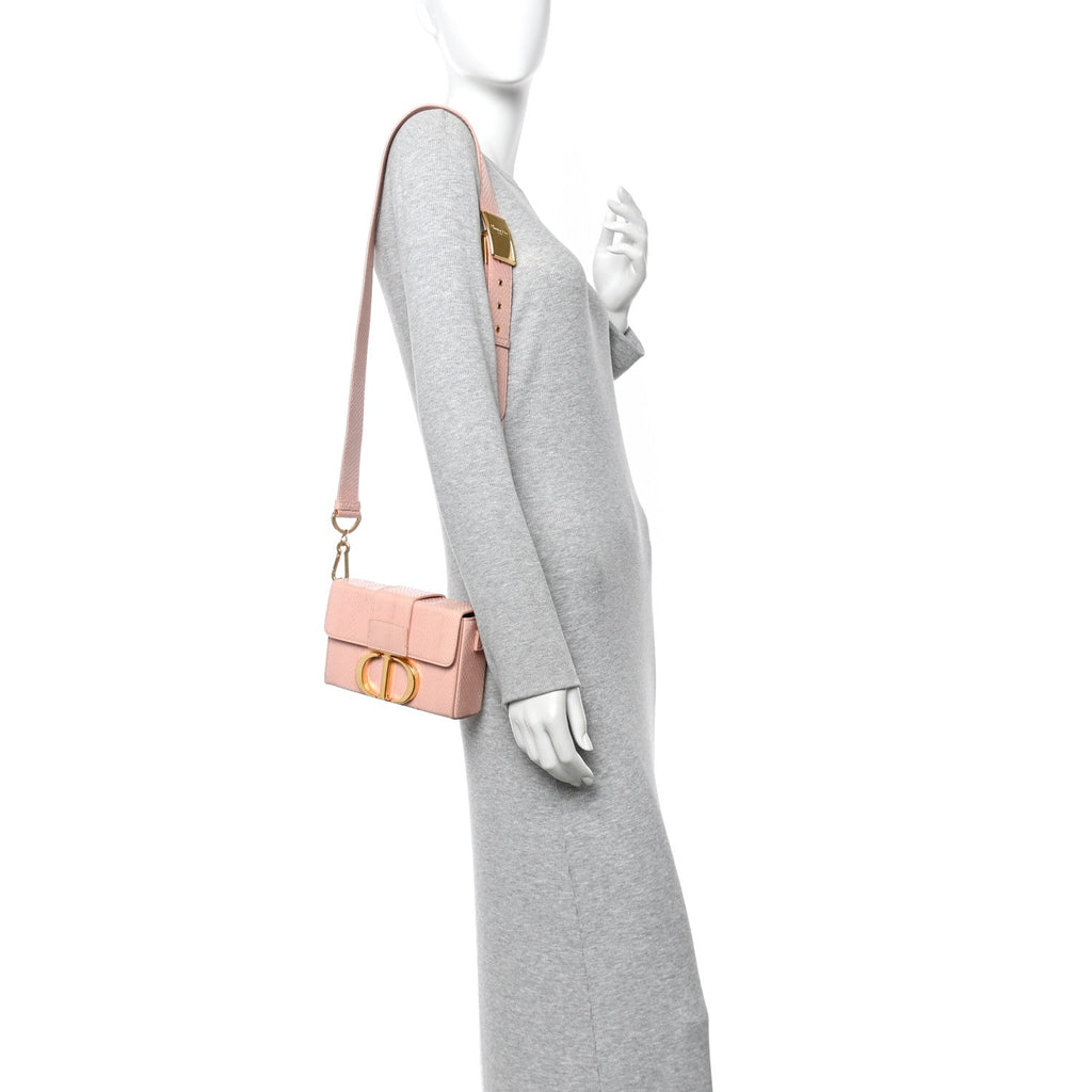 Christian Dior Snakeskin 30 Montaigne Box Bag Rose Clair