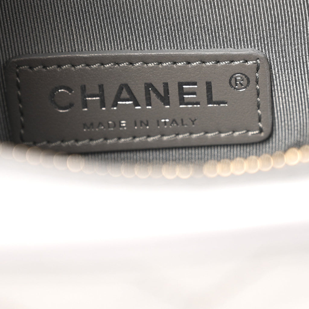 Chanel Aged Calfskin Chevron Quilted Small Gabrielle Hobo Grey