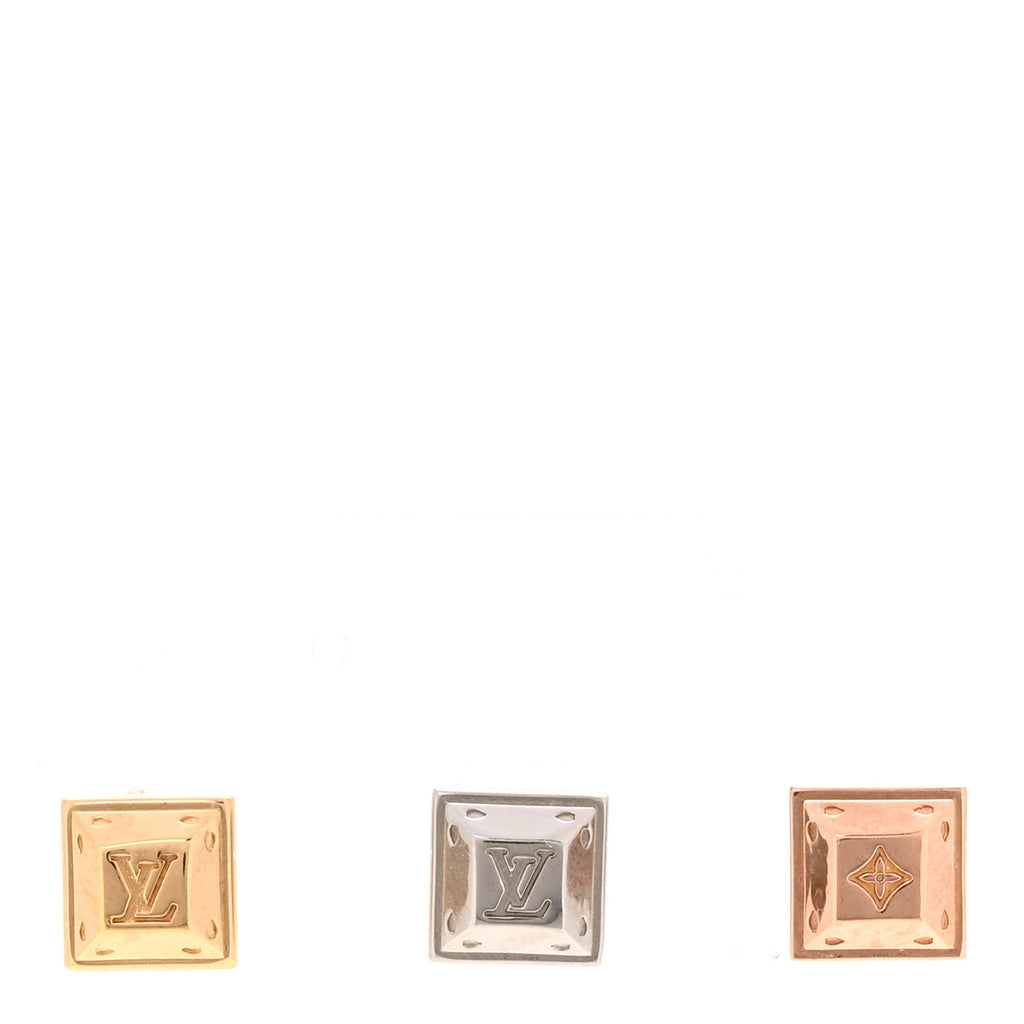 Louis Vuitton Nanogram Tennis Earrings Set of 3 Gold Silver Pink