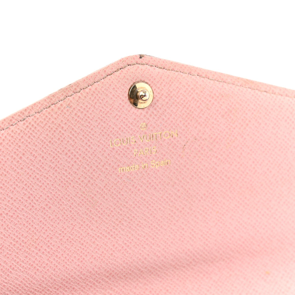 Louis Vuitton Damier Ebene Studded Sarah Wallet NM Rose Ballerine