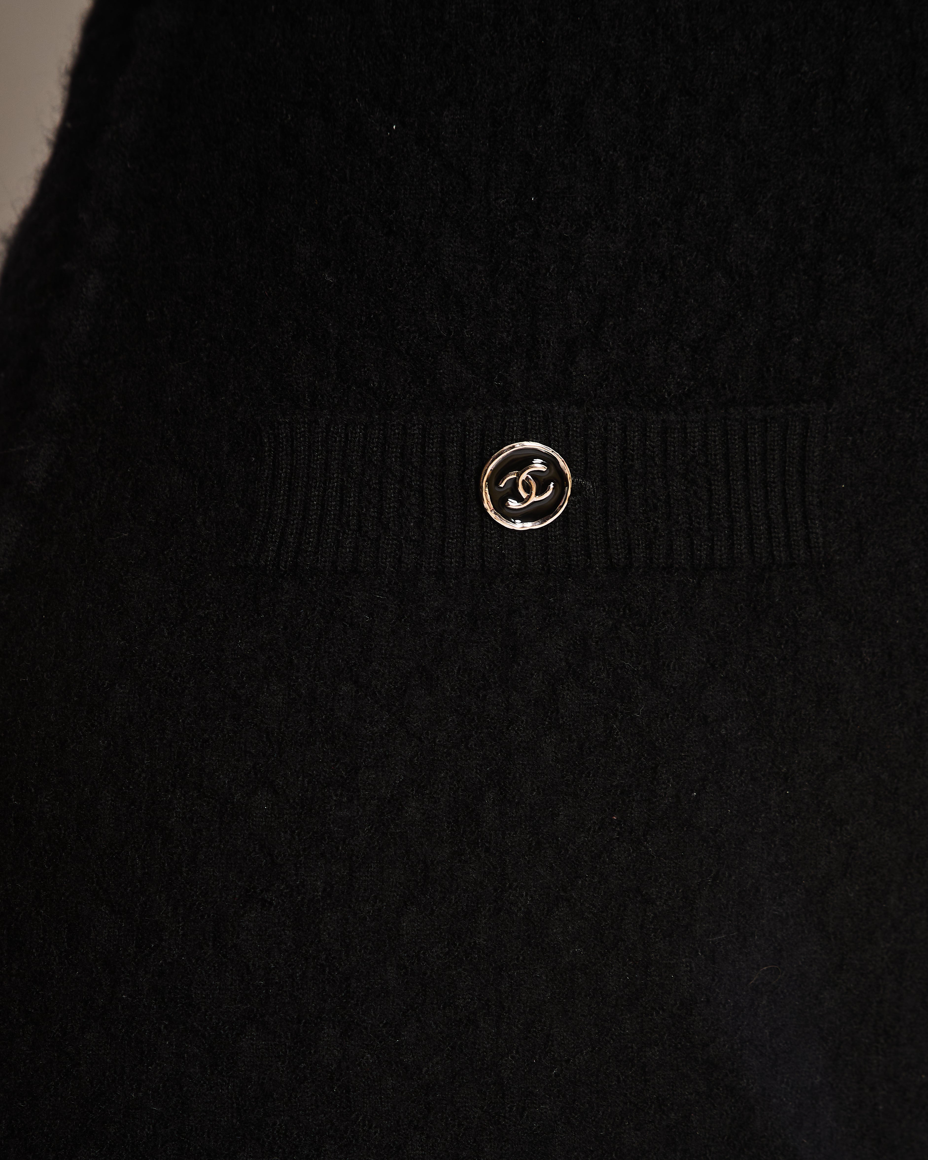 Chanel Black Sleeveless Knitted Dress with CC Logo Button Detail Size FR 36 (UK 8)