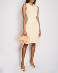 Chanel Beige Knitted Short Sleeves Dress With CC Logo Buttons Details Size FR 36 (UK 8)