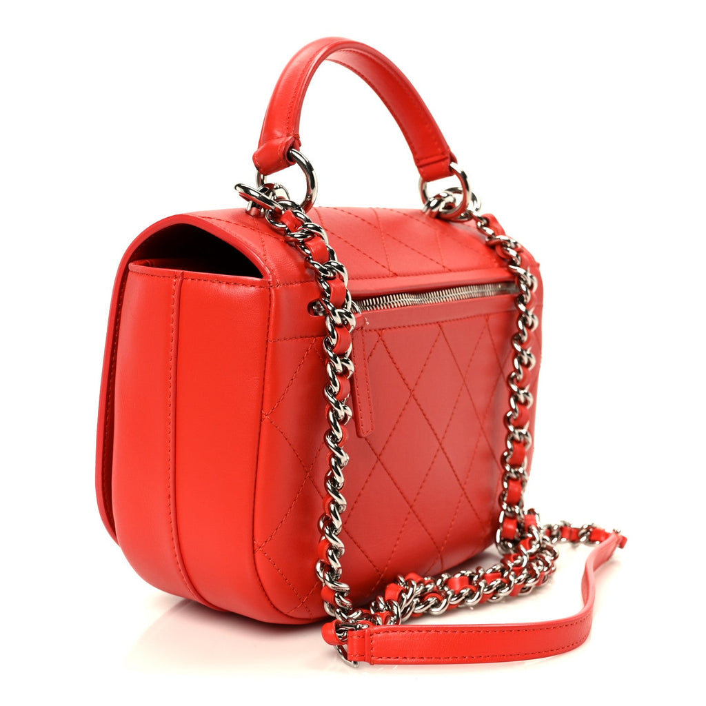 Chanel Calfskin Stitched Small Ring My Bag Flap Crossbody Red