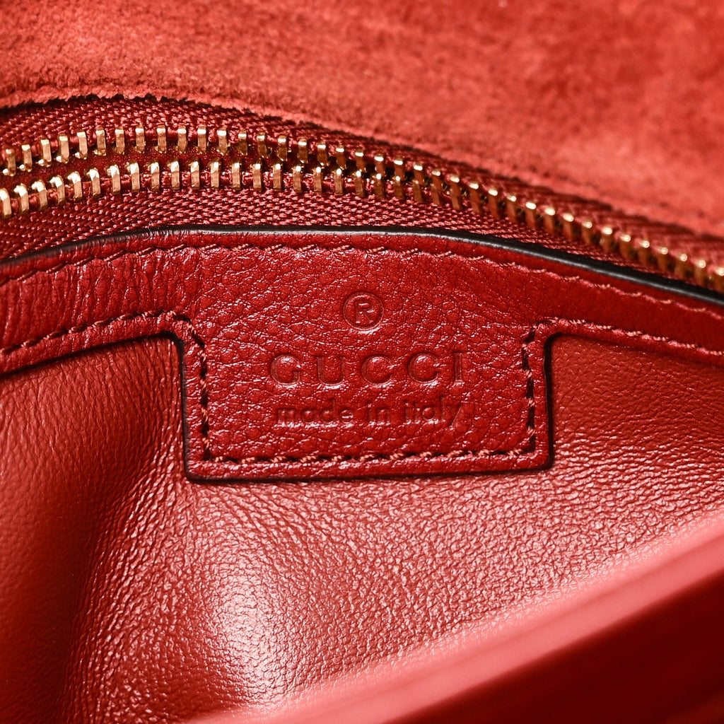 Gucci Suede Talco Roxy Calfskin Web Medium Blondie Shoulder Flap Bag Blondie Red