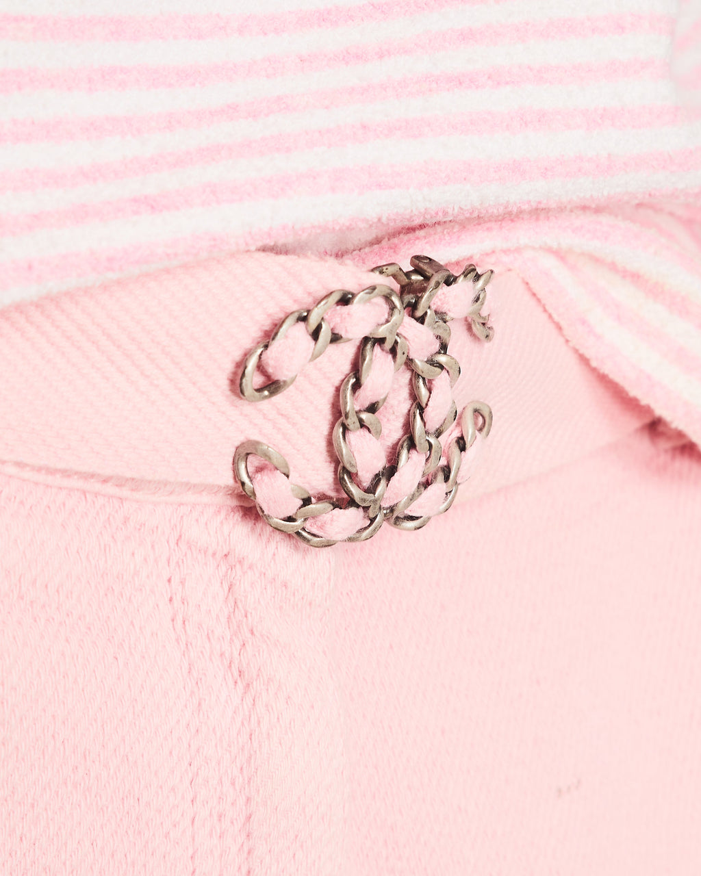 Chanel 19/P Pink Cotton Wide-Leg Trousers with Silver CC Logo Buckle and Back Calfskin Leather Logo Patch Size FR 36 (UK 8)