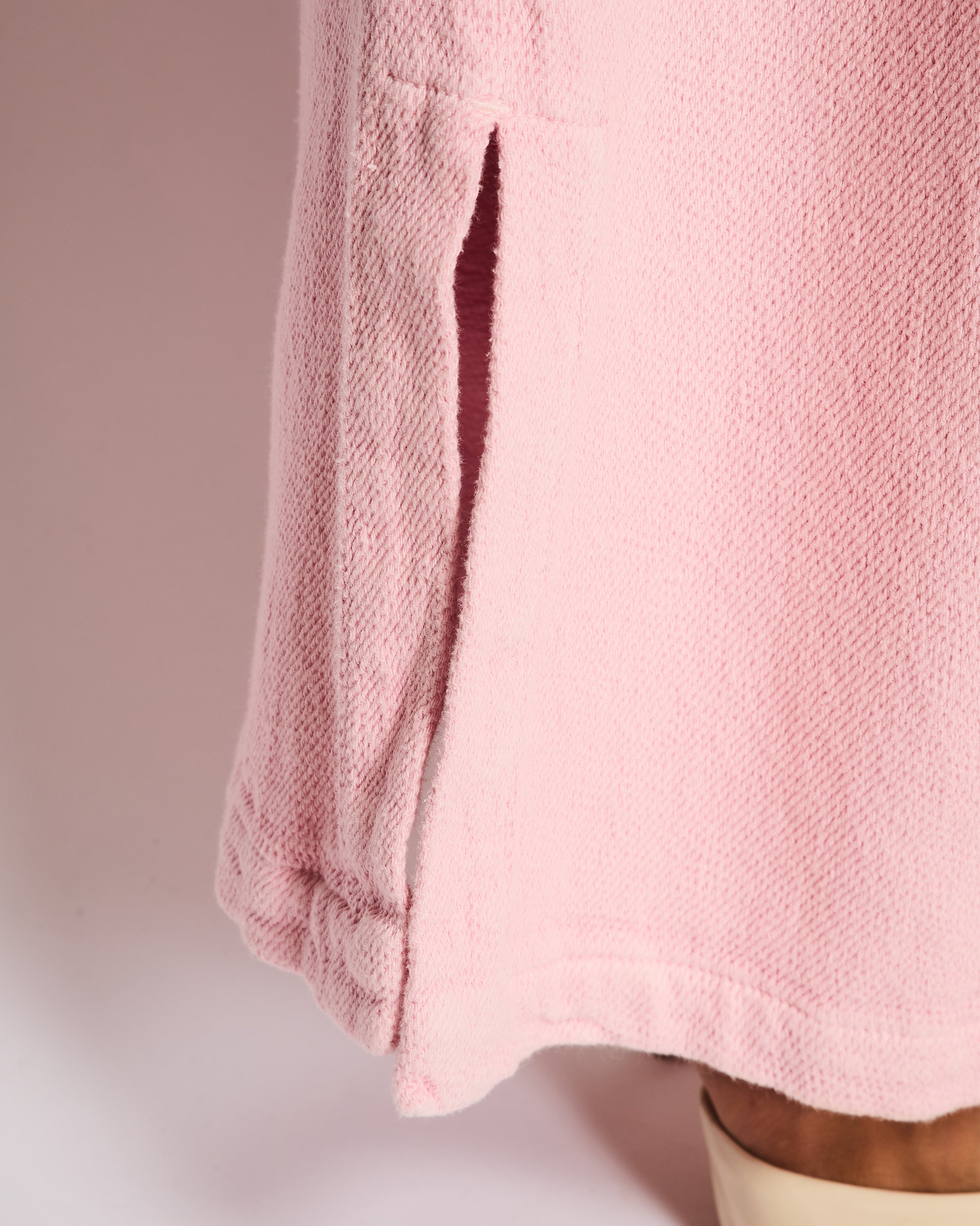 Chanel 19/P Pink Cotton Wide-Leg Trousers with Silver CC Logo Buckle and Back Calfskin Leather Logo Patch Size FR 36 (UK 8)