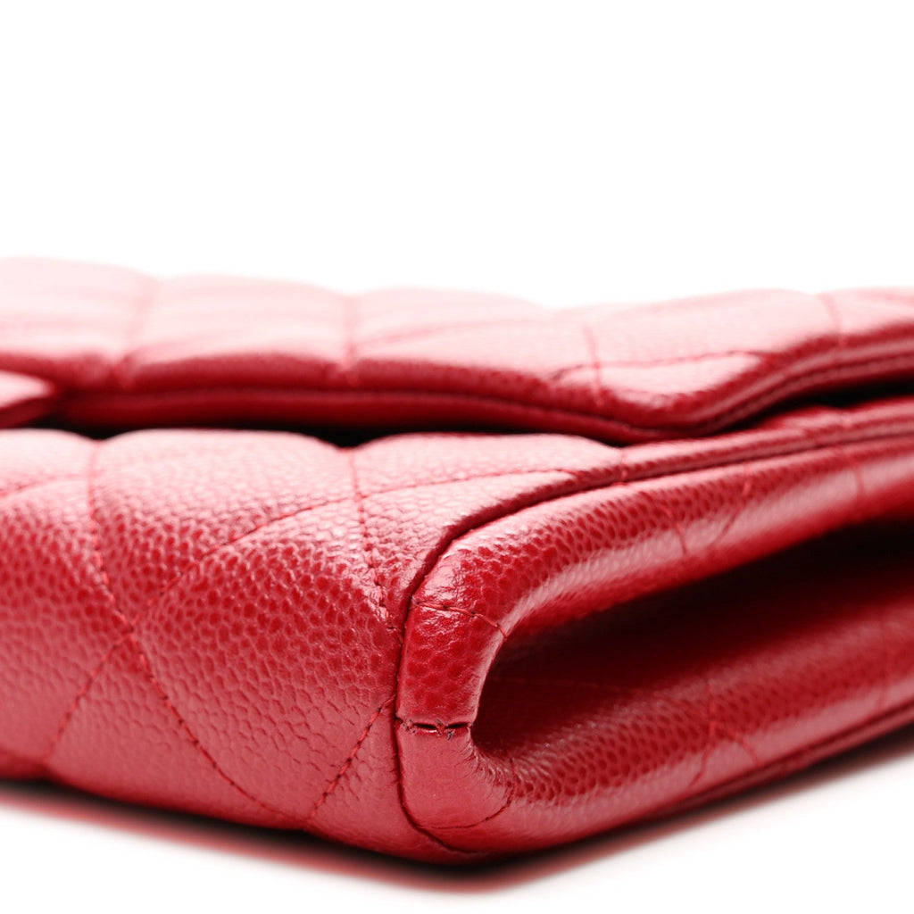 Chanel Iridescent Caviar Quilted Clutch With Chain Flap Red