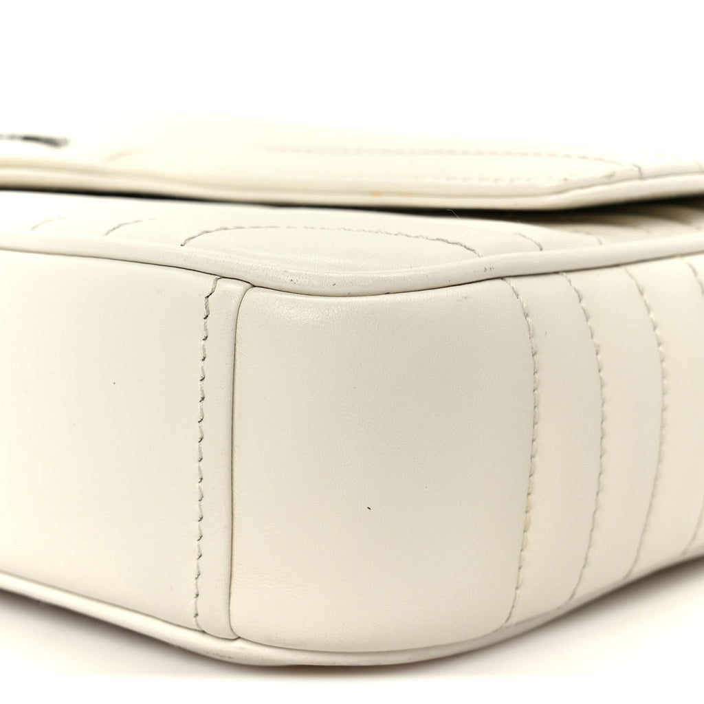Prada Soft Calfskin Impunture Diagramme Medium Chain Flap Shoulder Bag White