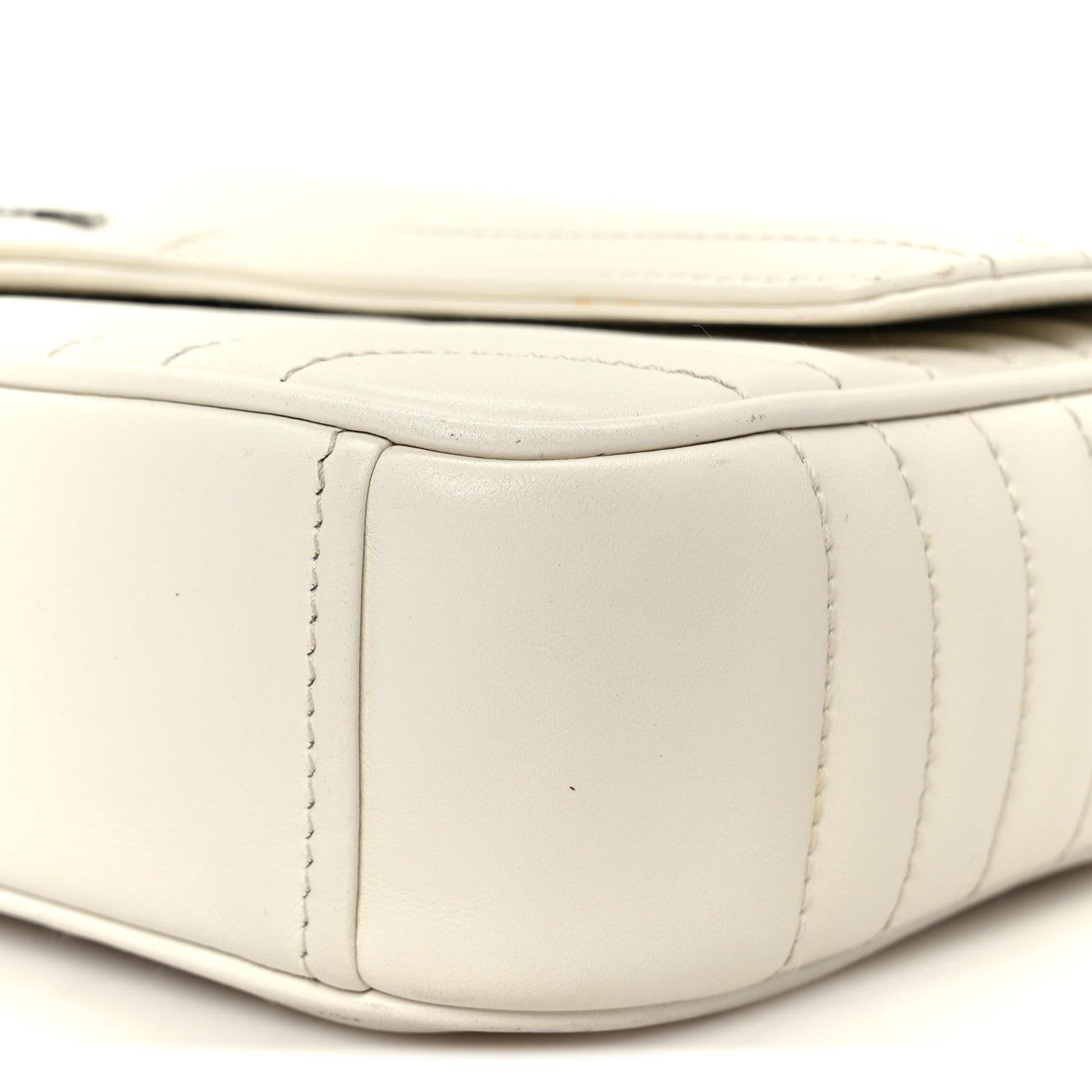 Prada Soft Calfskin Impunture Diagramme Medium Chain Flap Shoulder Bag White