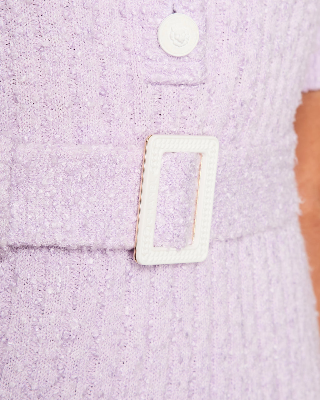 Chanel 22/P Lilac Short Sleeve Knitted Midi Dress with Belt Detail Size FR 36 (UK 8)