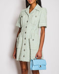 Chanel 20/P Pastel Green Short Sleeve Tweed Button Down Midi Dress Size FR 36 (UK 8)