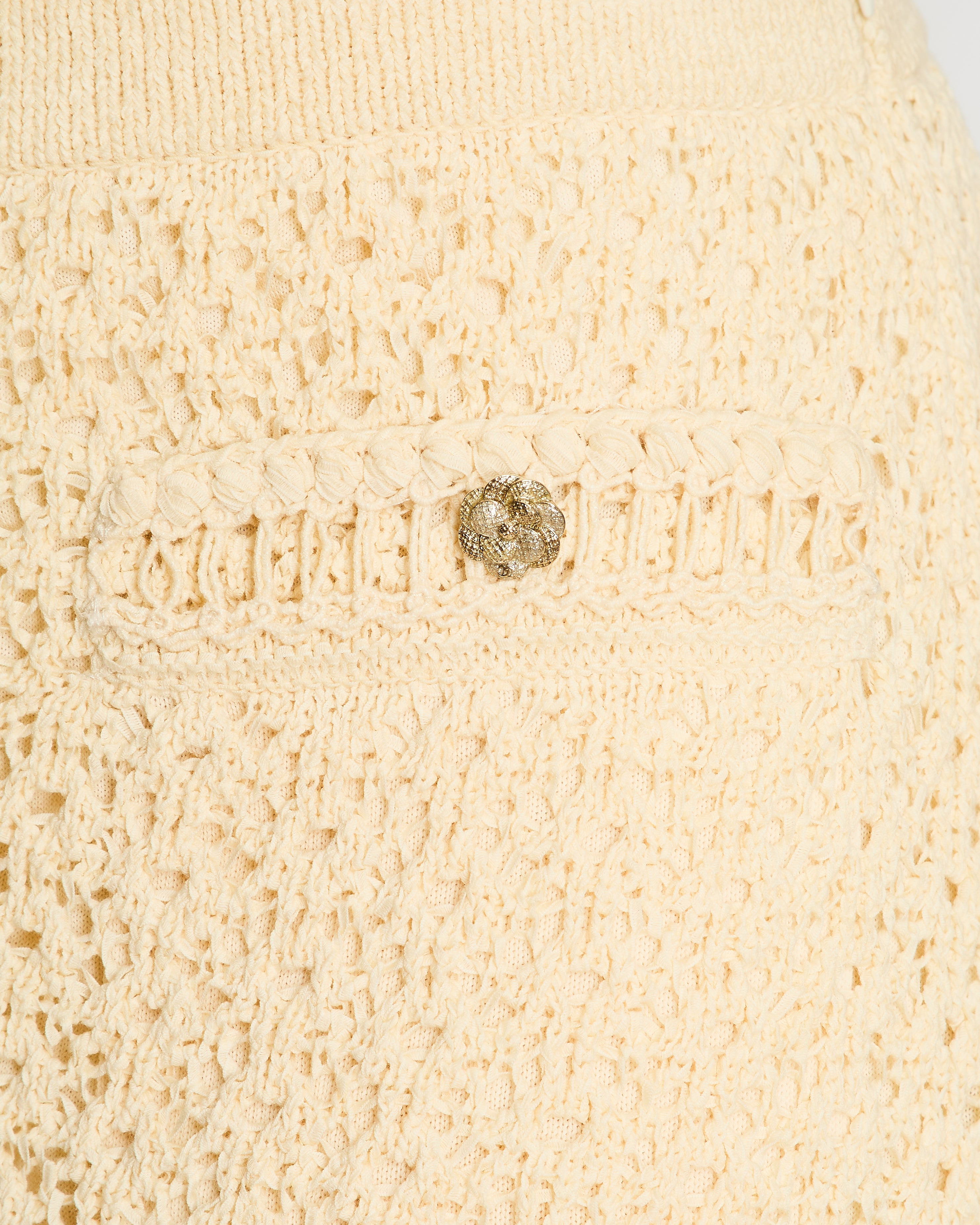Chanel Beige Knitted Midi Skirt with Pocket Detail Size FR 36 (UK 8)