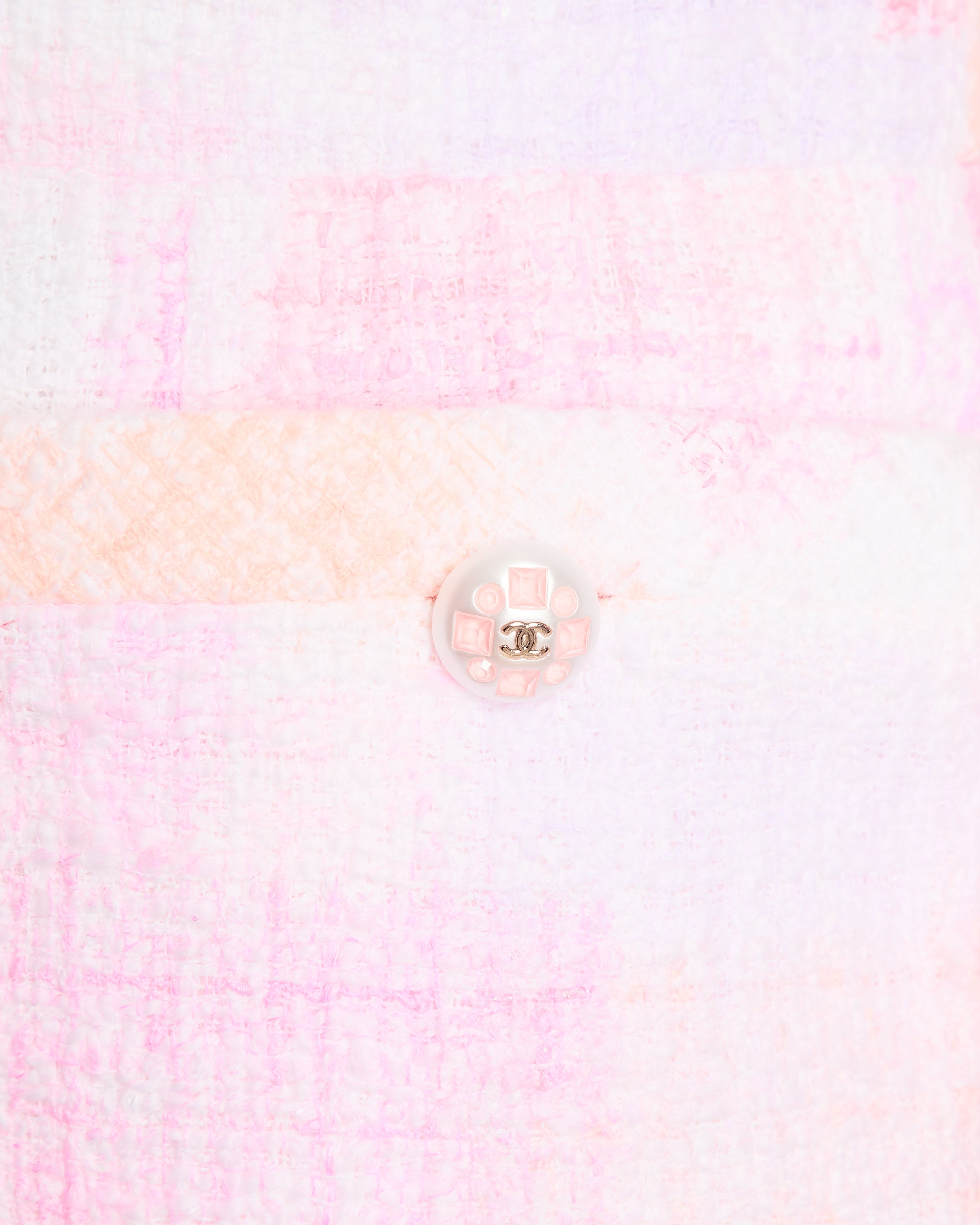 Chanel 23/SS Pink Checkered Midi Skirt with CC Logo Button and Pocket Detail Size FR 36 (UK 8)
